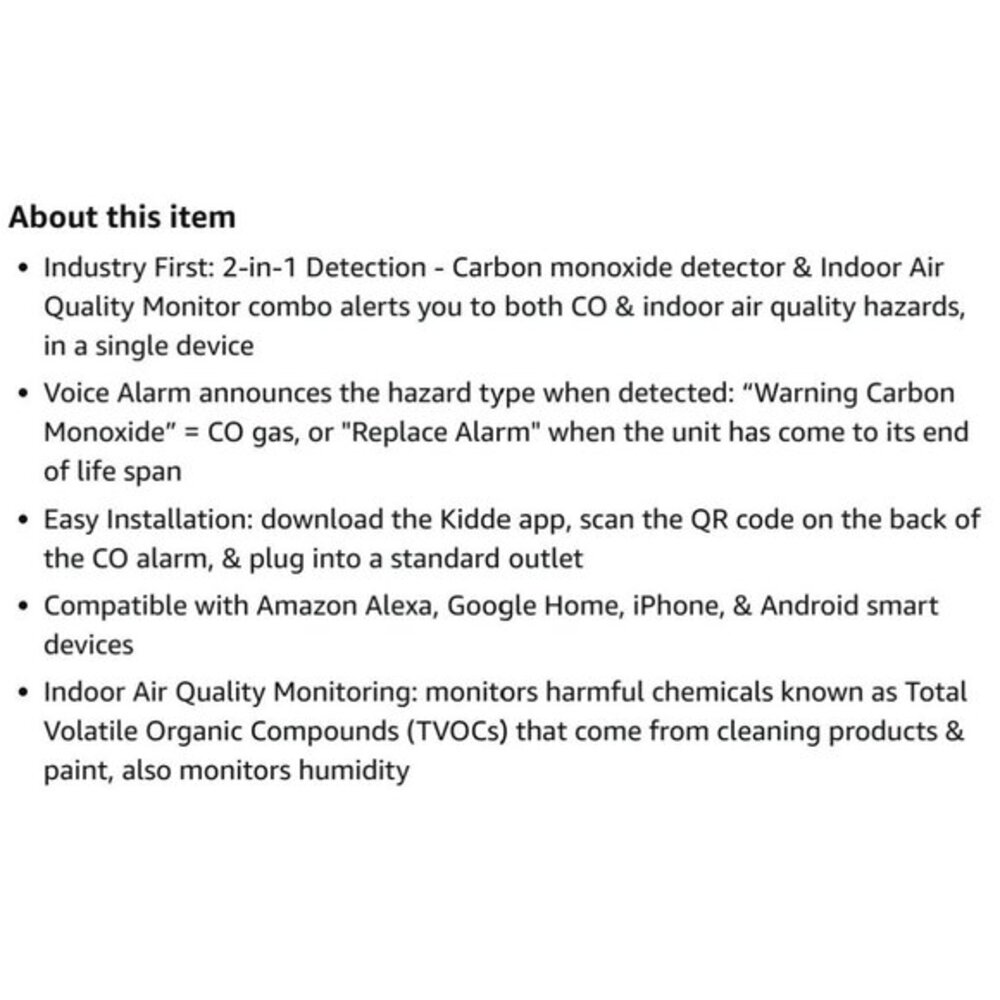Kidde WiFi Carbon Monoxide Alarm & Indoor Air Quality Monitor & Battery Backup - Picture 14 of 16